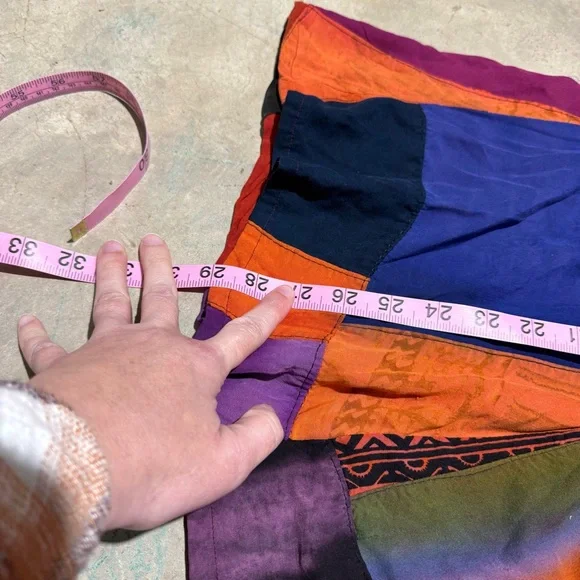 Vtg Patchwork‎ Modi Skirt Size M Hippie Boho Gypsy Modest Pull On Colorful Flare - Picture 5 of 5